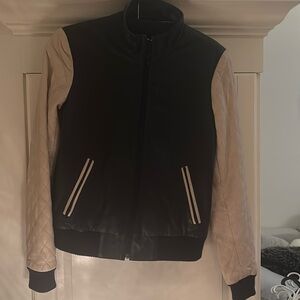 Genuine leather bomber jacket